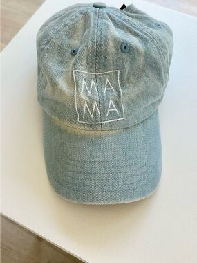 MAMA Embroidered Baseball Cap - washed denim